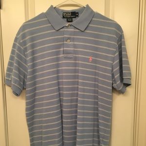 Blue and White Striped Polo